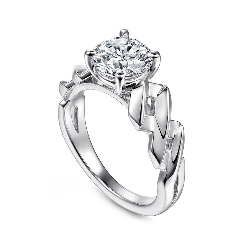 Cathedral Solitaire Round Moissanite X-Cross Twisted Engagement Ring,RRL-FA1C796-1,RRL-FA1C796-2,RRL-FA1C796-3