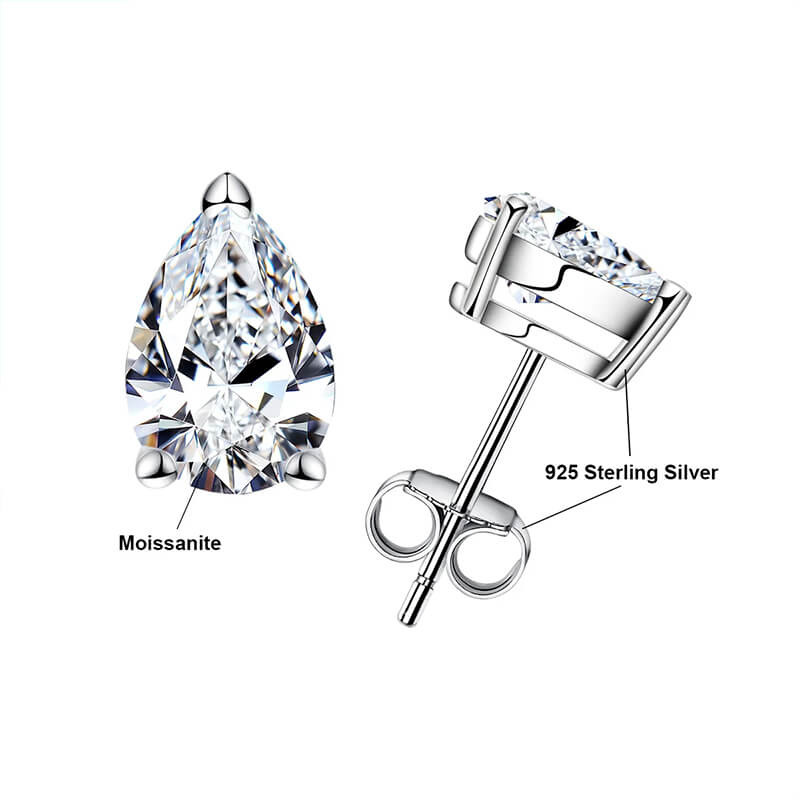 Classic Solitaire Pear Cut Moissanite Stud Earrings,REL-FA1C764-05,REL-FA1C764-1,REL-FA1C764-2