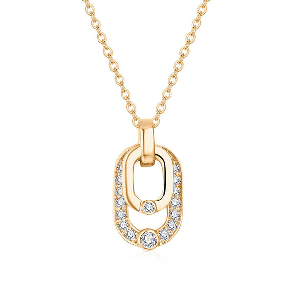 Double Geometric Loop Moissanite Pave Necklace In Sterling Silver