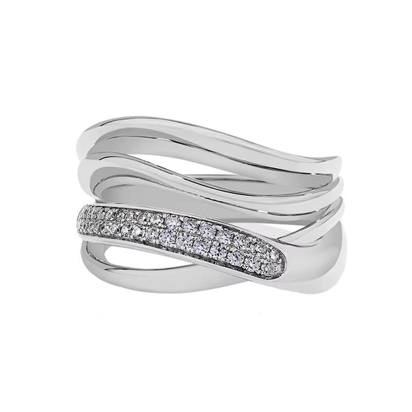 Fashion Moissanite Multiple Crossover Interlocking Wedding Band Ring