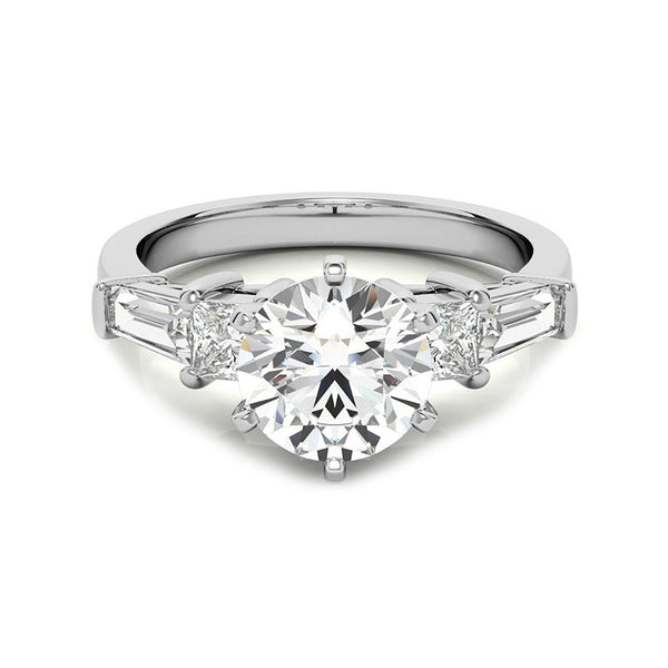 Five Stone Moissanitea With Princess And Baguette Engagement Ring,RRL-FA1C774-1,RRL-FA1C774-2,RRL-FA1C774-3