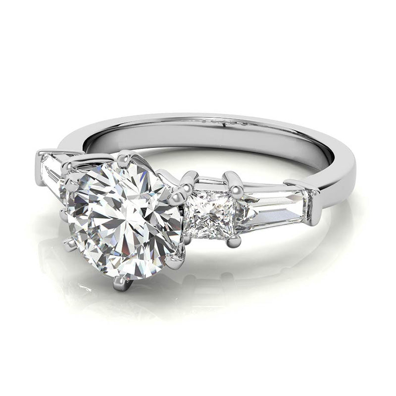 Five Stone Moissanitea With Princess And Baguette Engagement Ring,RRL-FA1C774-1,RRL-FA1C774-2,RRL-FA1C774-3