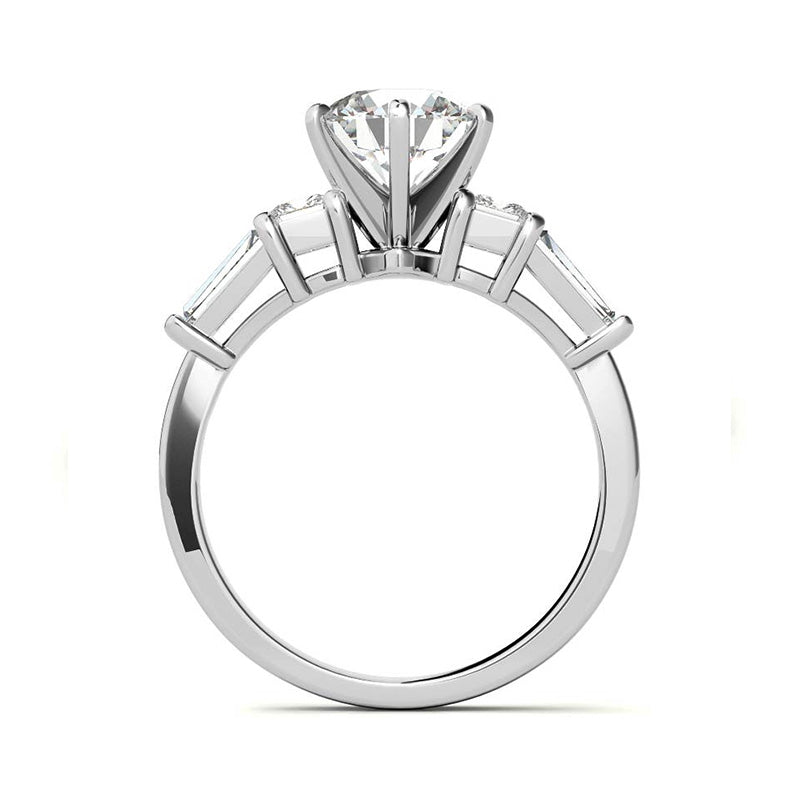 Five Stone Moissanitea With Princess And Baguette Engagement Ring,RRL-FA1C774-1,RRL-FA1C774-2,RRL-FA1C774-3