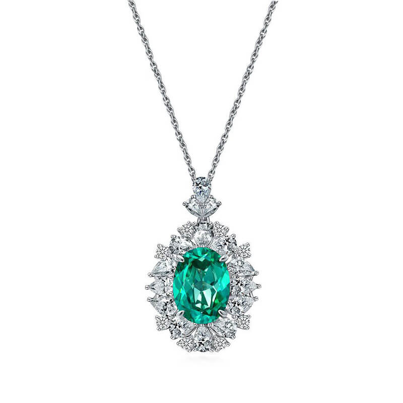 Halo Oval Paraiba Cluster Sterling Silver Necklace – ReadYourHeart