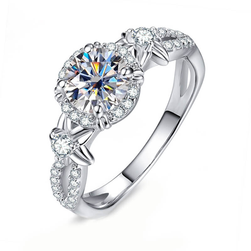 Halo Round Moissanite Star Accents Criss-Cross Pave Engagement Ring,RRL-FA1C771-1,RRL-FA1C771-2,RRL-FA1C771-3