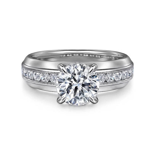 Hidden Halo Moissanite Milgrain Channel Set Engagement Ring