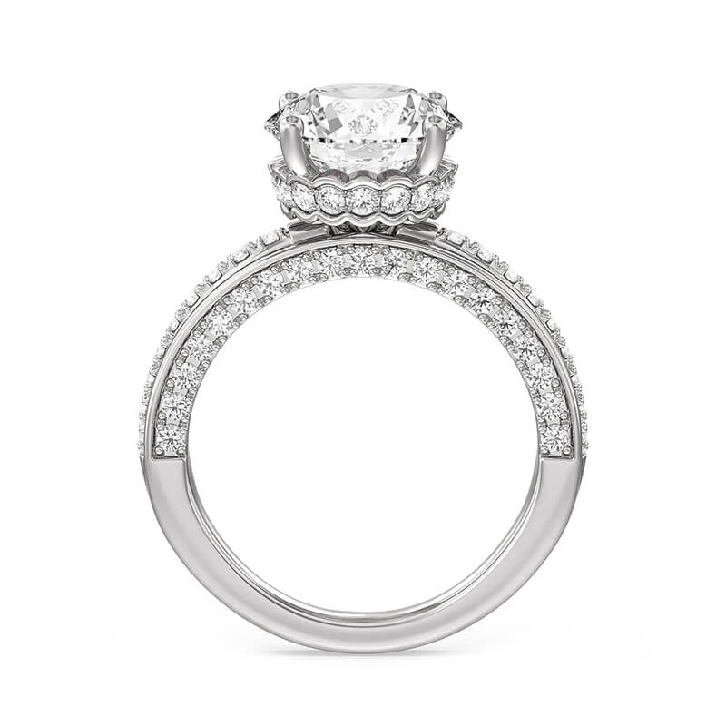 Hidden Halo Moissanite Split Shank Trio Pave Engagement Ring,RRL-FA1C784-1,RRL-FA1C784-2,RRL-FA1C784-3