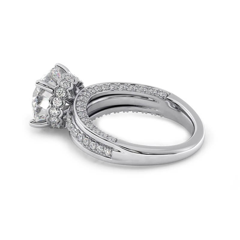 Hidden Halo Moissanite Split Shank Trio Pave Engagement Ring,RRL-FA1C784-1,RRL-FA1C784-2,RRL-FA1C784-3