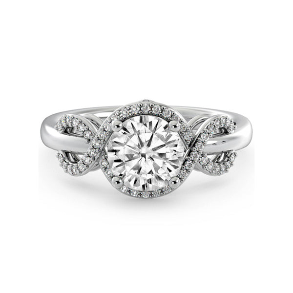 Infinity Halo Moissanite Ribbon Engagement Ring