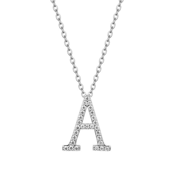 Initial Pave Moissanite Letter Necklace In Sterling Silver