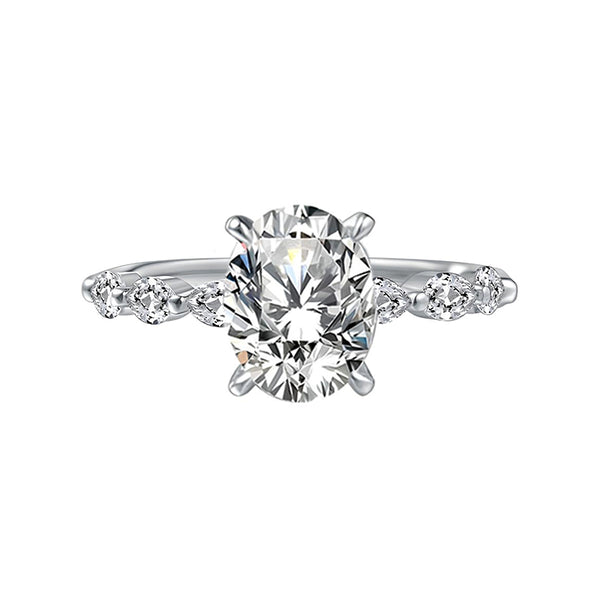 Oval Moissanite With Marquise Accents Engagement Ring