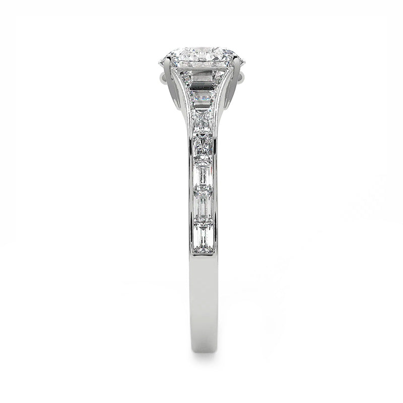 Oval Cut Moissanite Channel-Set Baguette Accents Engagement Ring,RRL-FA1C795-1,RRL-FA1C795-2,RRL-FA1C795-3