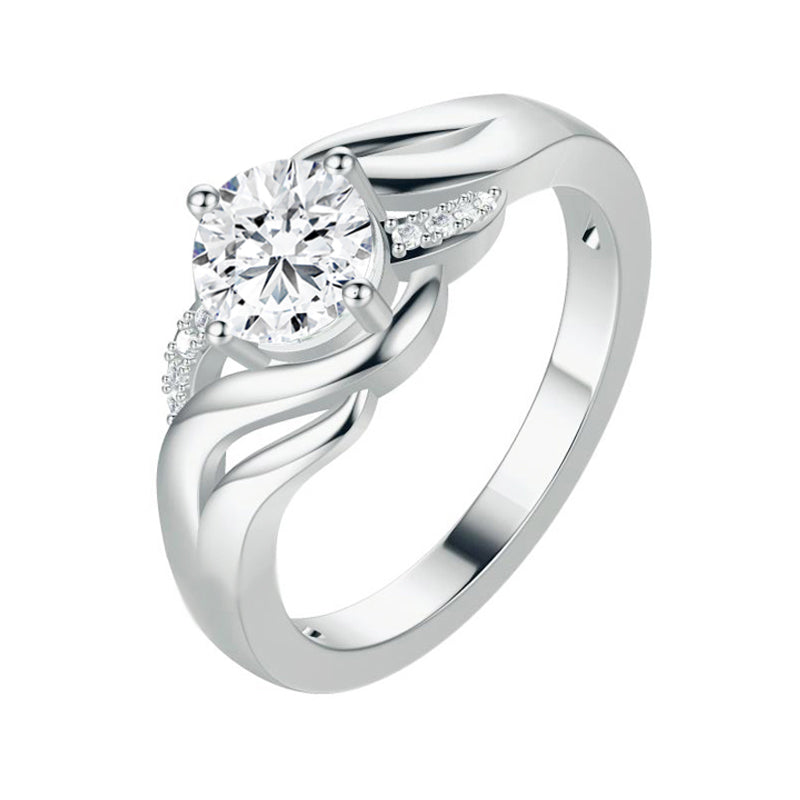 Round Moissanite Bypass Split Shank Pave Engagement Ring,RRL-FA1C886-1,RRL-FA1C886-2,RRL-FA1C886-3