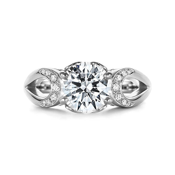 Round Moissanite Filigree Split Shank Engagement Ring - ReadYourHeart