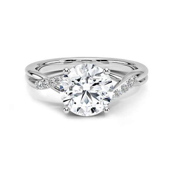 Round Moissanite Petite Twisted Pave Engagement Ring