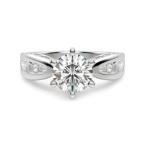 Round Moissanite Tapered Gradient Channel Set Engagement Ring,RRL-FA1C765-1,RRL-FA1C765-2,RRL-FA1C765-3