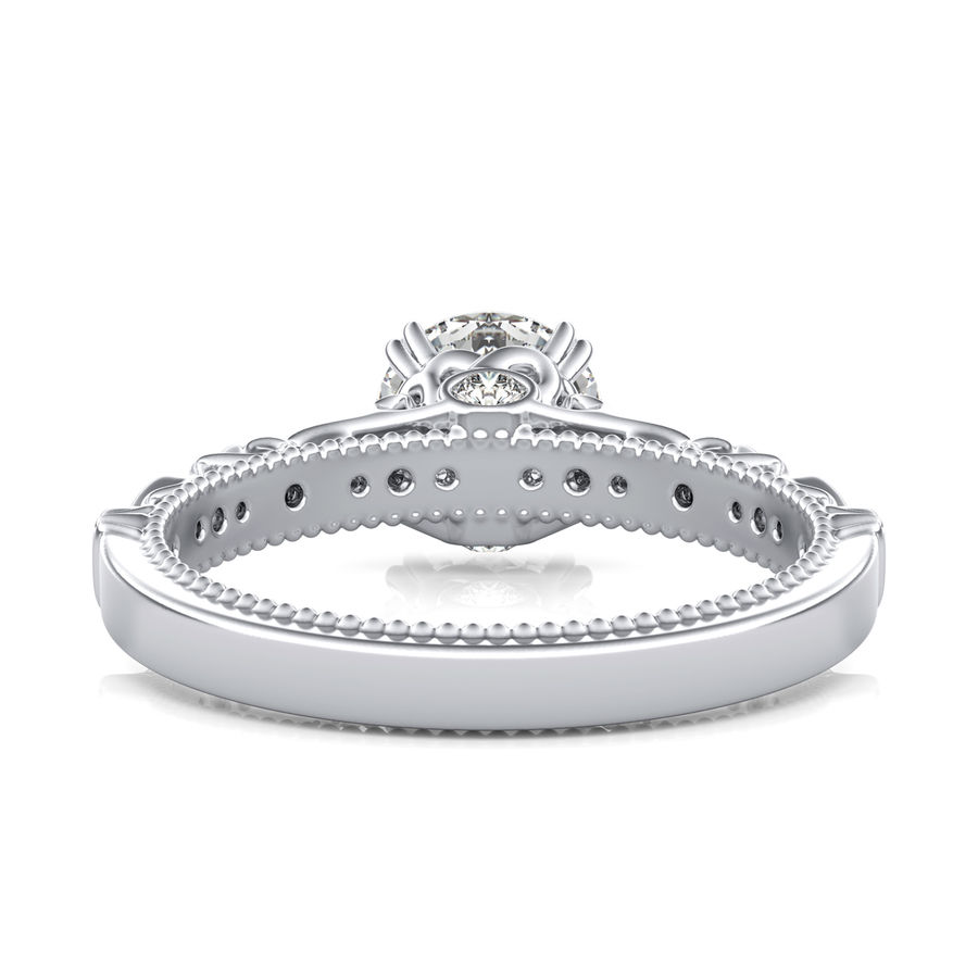 Round Moissanite With  Marquise And Round Accents Scroll Engagement Ring,RRL-FA1C772-1,RRL-FA1C772-2,RRL-FA1C772-3