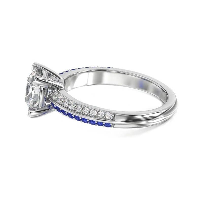 Round Moissanite With Two Row Bypass Sapphire Knife Edge Pave Engagement Ring,RRL-FA1C783-1,RRL-FA1C783-2,RRL-FA1C783-3