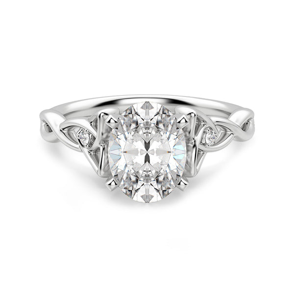 Solitaire Celtic Knot Oval Cut Moissanite Engagement Ring