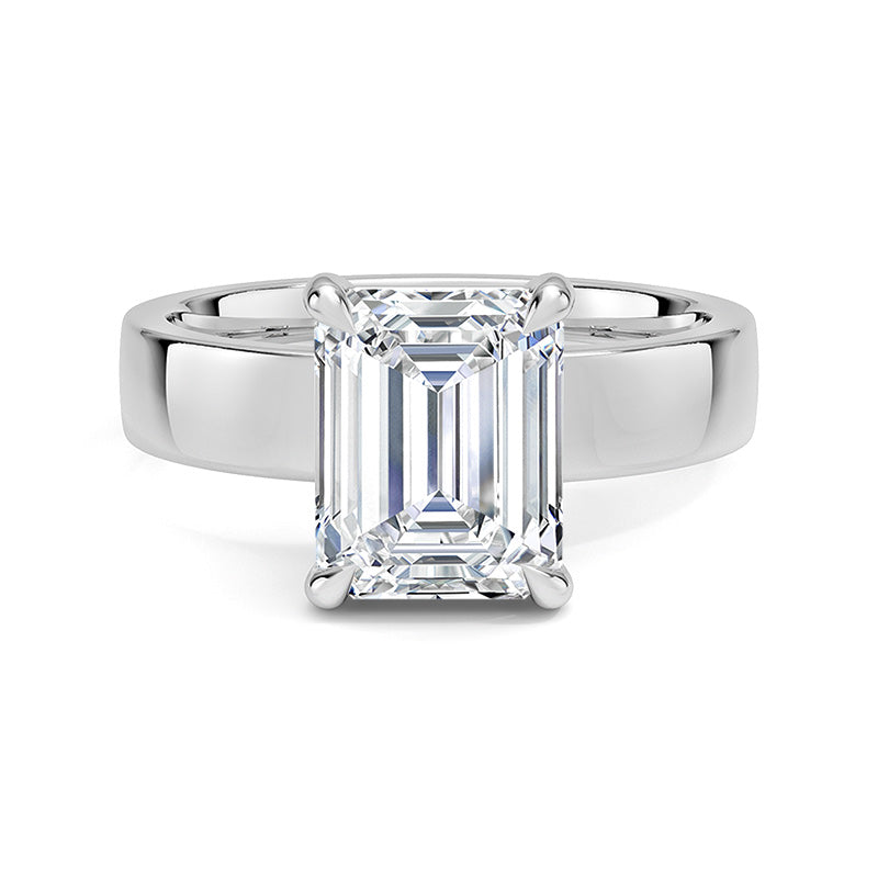 Solitaire Emerald Cut Moissanite Wide Band Engagement Ring,RRL-FA1C767-1,RRL-FA1C767-2,RRL-FA1C767-3