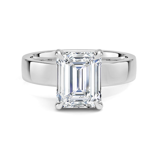 Solitaire Emerald Cut Moissanite Wide Band Engagement Ring,RRL-FA1C767-1,RRL-FA1C767-2,RRL-FA1C767-3