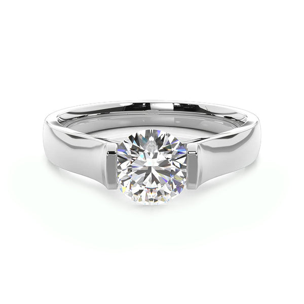 Solitaire Round Moissanite Bar Set Engagement Ring