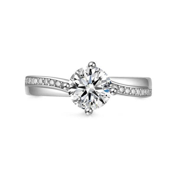 Swirl Bypass Moissanite Pave Engagement Ring - ReadYourHeart