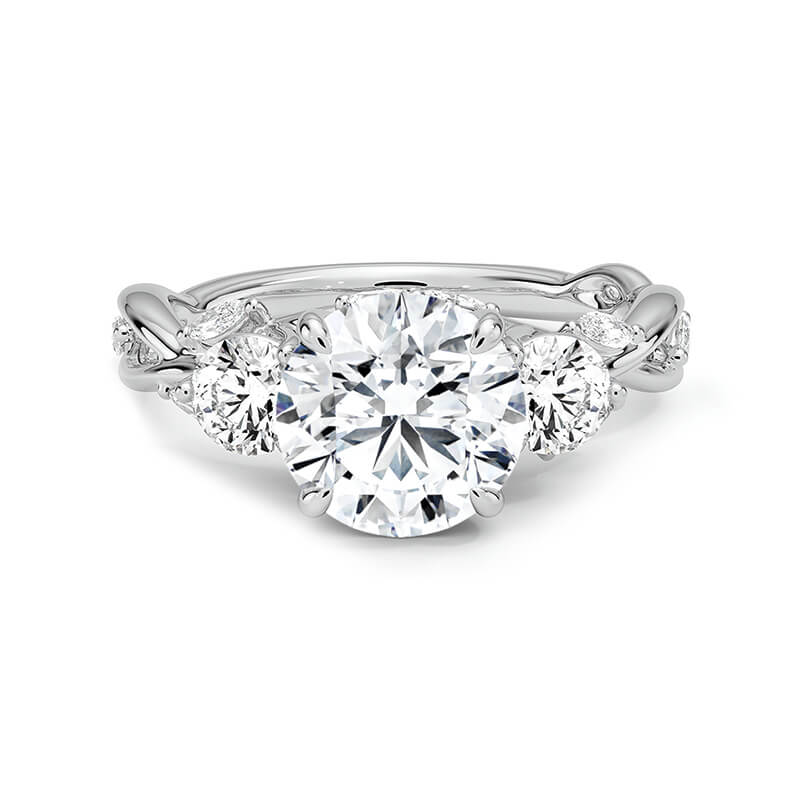 Three Stone Moissanite Garden Twisted Engagement Ring,RRL-FA1C761-1,RRL-FA1C761-2,RRL-FA1C761-3