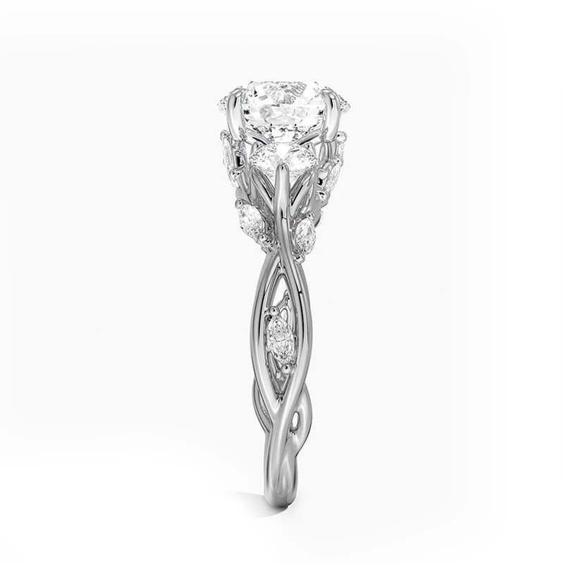 Three Stone Moissanite Garden Twisted Engagement Ring,RRL-FA1C761-1,RRL-FA1C761-2,RRL-FA1C761-3