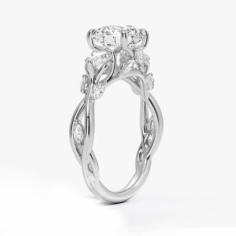 Three Stone Moissanite Garden Twisted Engagement Ring,RRL-FA1C761-1,RRL-FA1C761-2,RRL-FA1C761-3