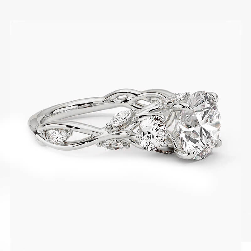 Three Stone Moissanite Garden Twisted Engagement Ring,RRL-FA1C761-1,RRL-FA1C761-2,RRL-FA1C761-3