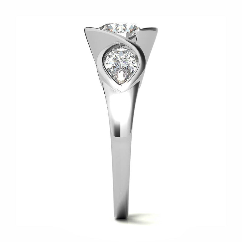 Three Stone Moissanite With Pear Bypass Eternity Engagement Ring,RRL-FA1C781-1,RRL-FA1C781-2,RRL-FA1C781-3