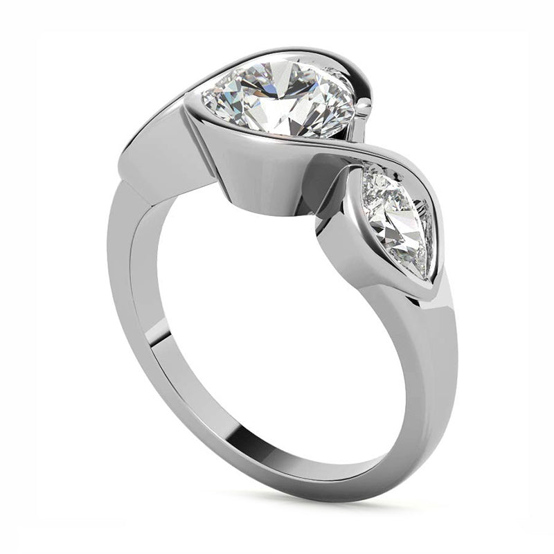 Three Stone Moissanite With Pear Bypass Eternity Engagement Ring,RRL-FA1C781-1,RRL-FA1C781-2,RRL-FA1C781-3