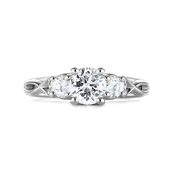 Three Stone Round Moissanite Infinity Engagement Ring