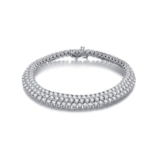 Triple Row Moissanite Tennis Bracelet In Sterling Silver