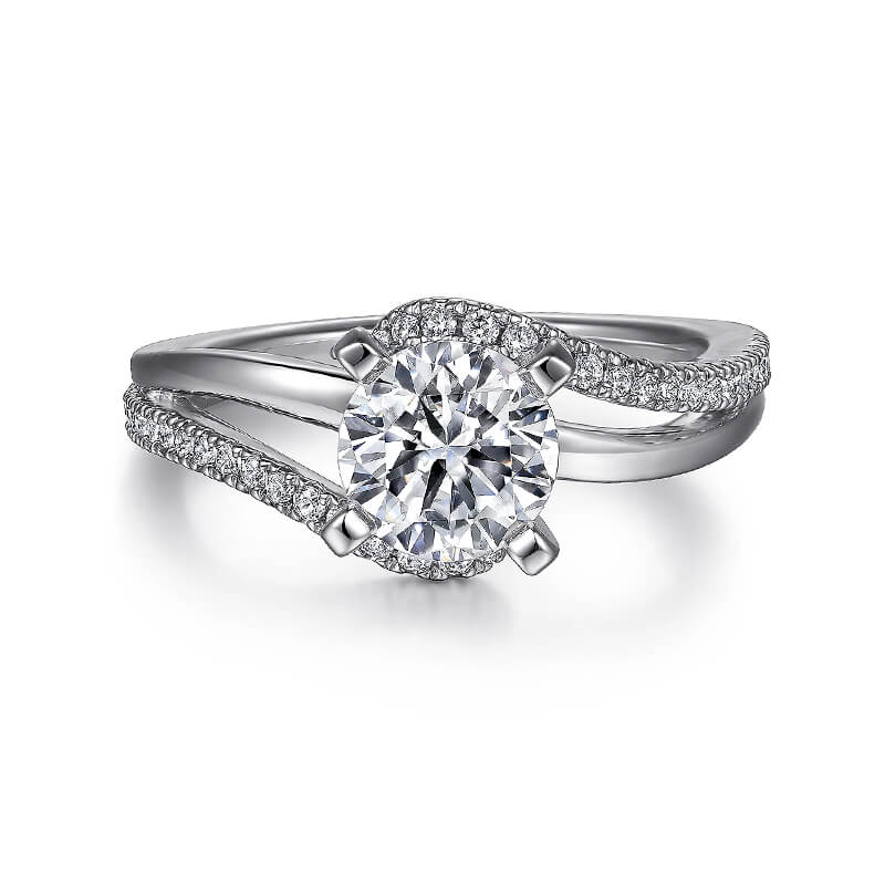 Bypass Moissanite Split Shank Pave Engagement Ring - ReadYourHeart