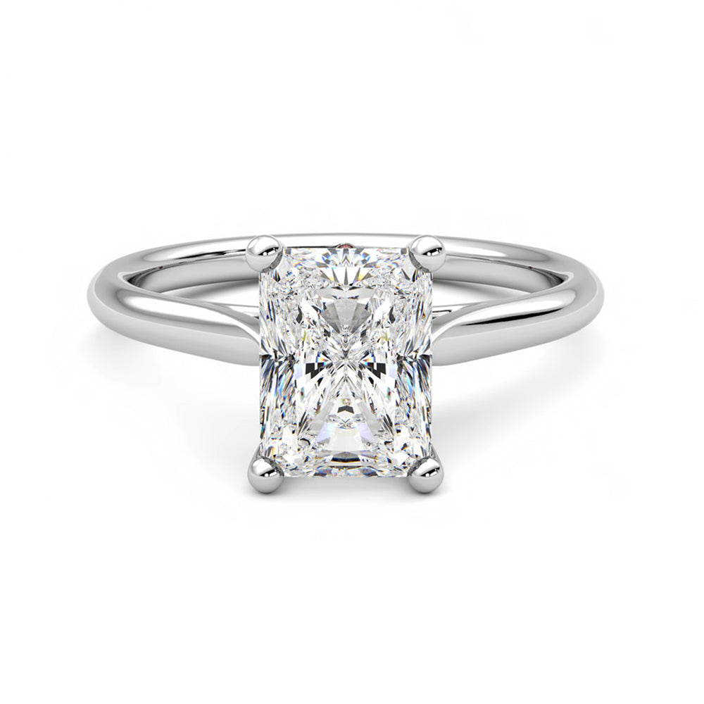 Classic Solitaire Radiant Moissanite Four Prong Engagement Ring ...