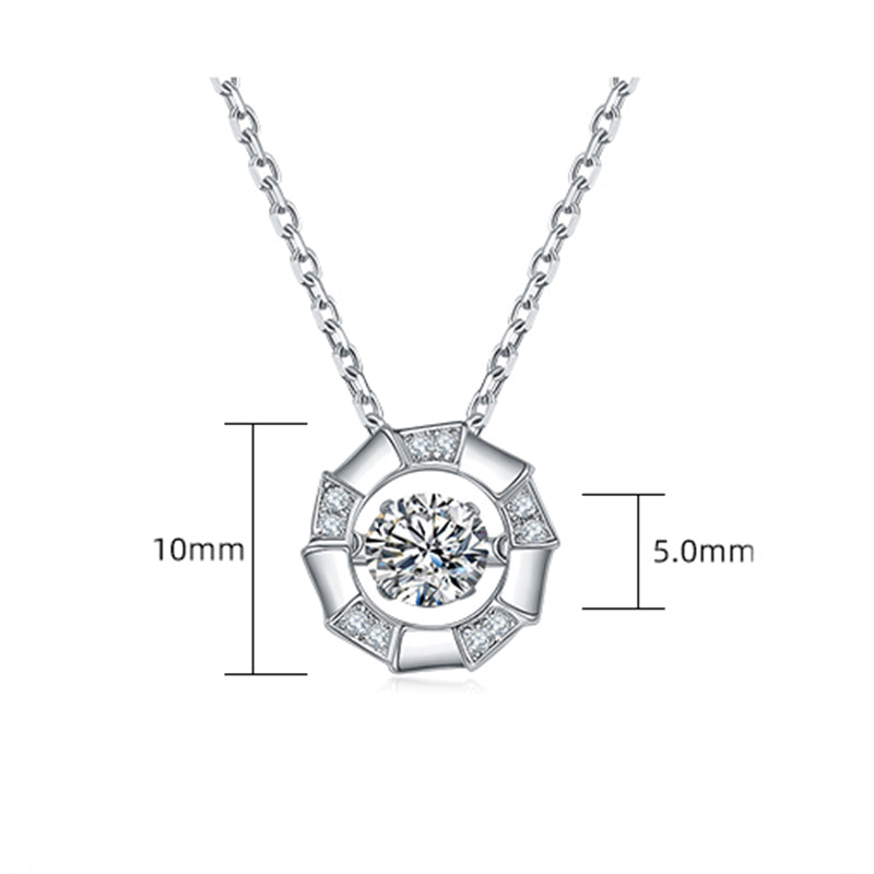 Dancing Moissanite Bamboo Side Stone Necklace in Sterling Silver - ReadYourHeart