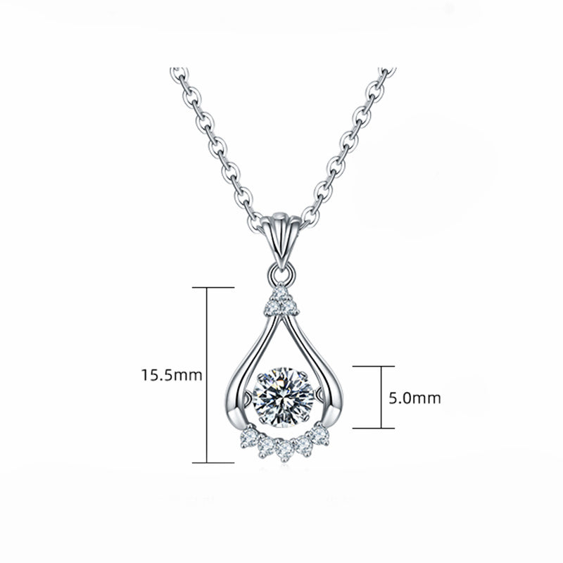 Dancing Moissanite Bright Eyes Side Stone Necklace in Sterling Silver - ReadYourHeart