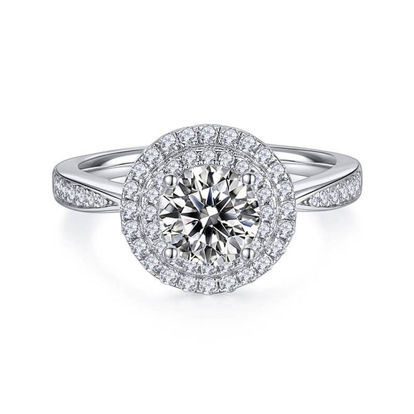 Double Halo Moissanite Pave Engagement Ring - ReadYourHeart