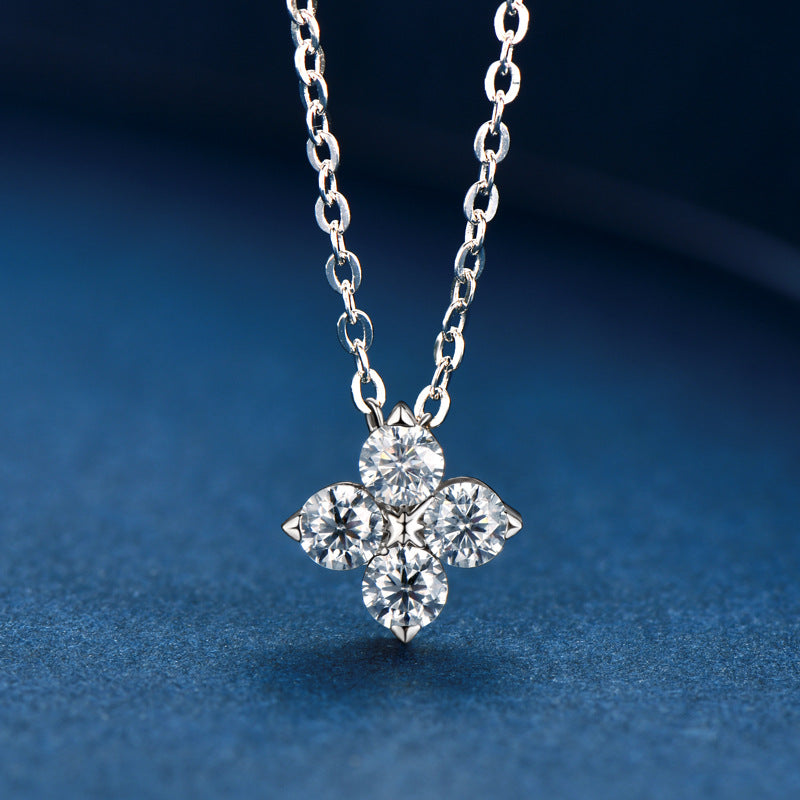 Four Stone Moissanite Cluster Pendant Necklace - ReadYourHeart