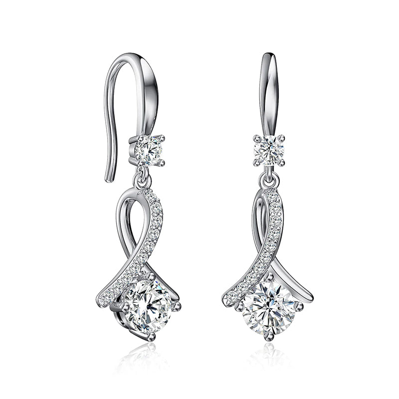 Infinity Moissanite Drop Earrings In Sterling Silver - ReadYourHeart