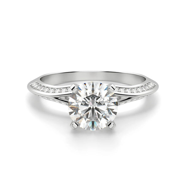 Knife Edge Round Moissanite Pave Engagement Ring - ReadYourHeart