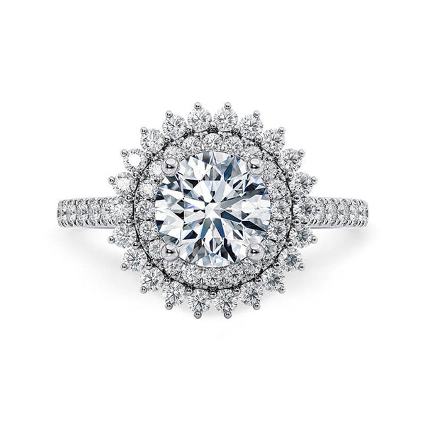 Luxury Double Halo Moissanite Pave Engagement Ring - ReadYourHeart