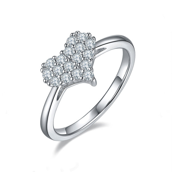 Heart-Shape Cluster Moissanite Sterling Silver Ring - ReadYourHeart