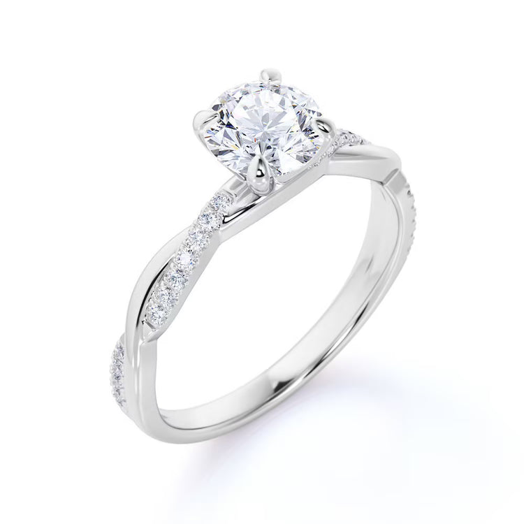 Round Moissanite Infinity Petite Twisted Vine Pavé Engagement Ring ...