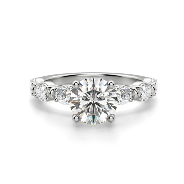 Round Moissanite Oval-Set Engagement Ring - ReadYourHeart