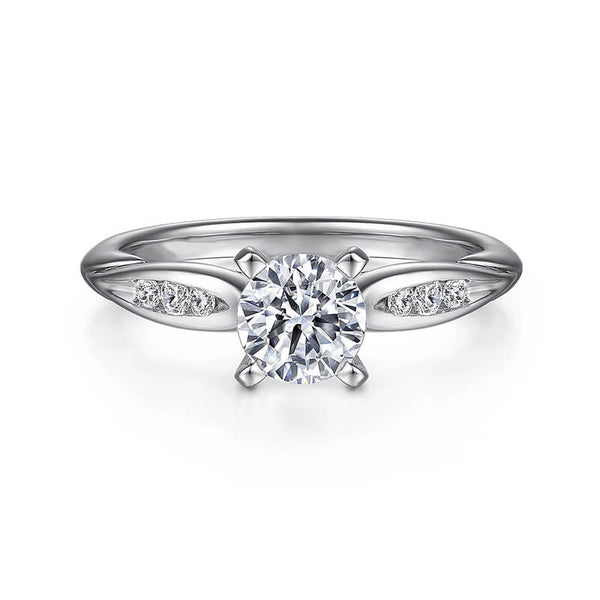 Round Moissanite With Accents Engagement Ring - ReadYourHeart