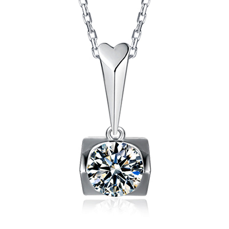 Solitaire Moissanite Heart-Shaped Sterling Silver Necklace Pendant - ReadYourHeart