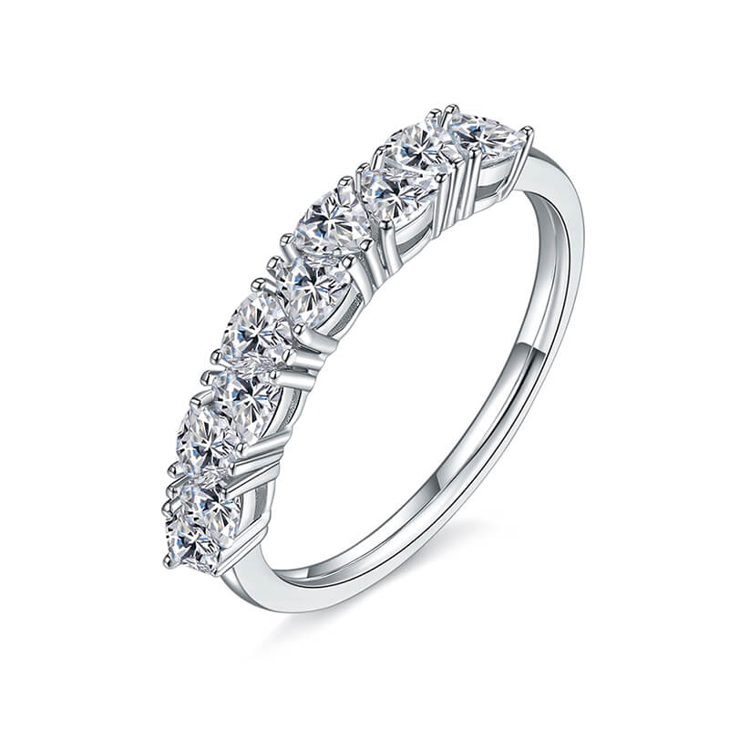 Ten Stone Trillion Moissanite Half Eternity Wedding Band Ring ...